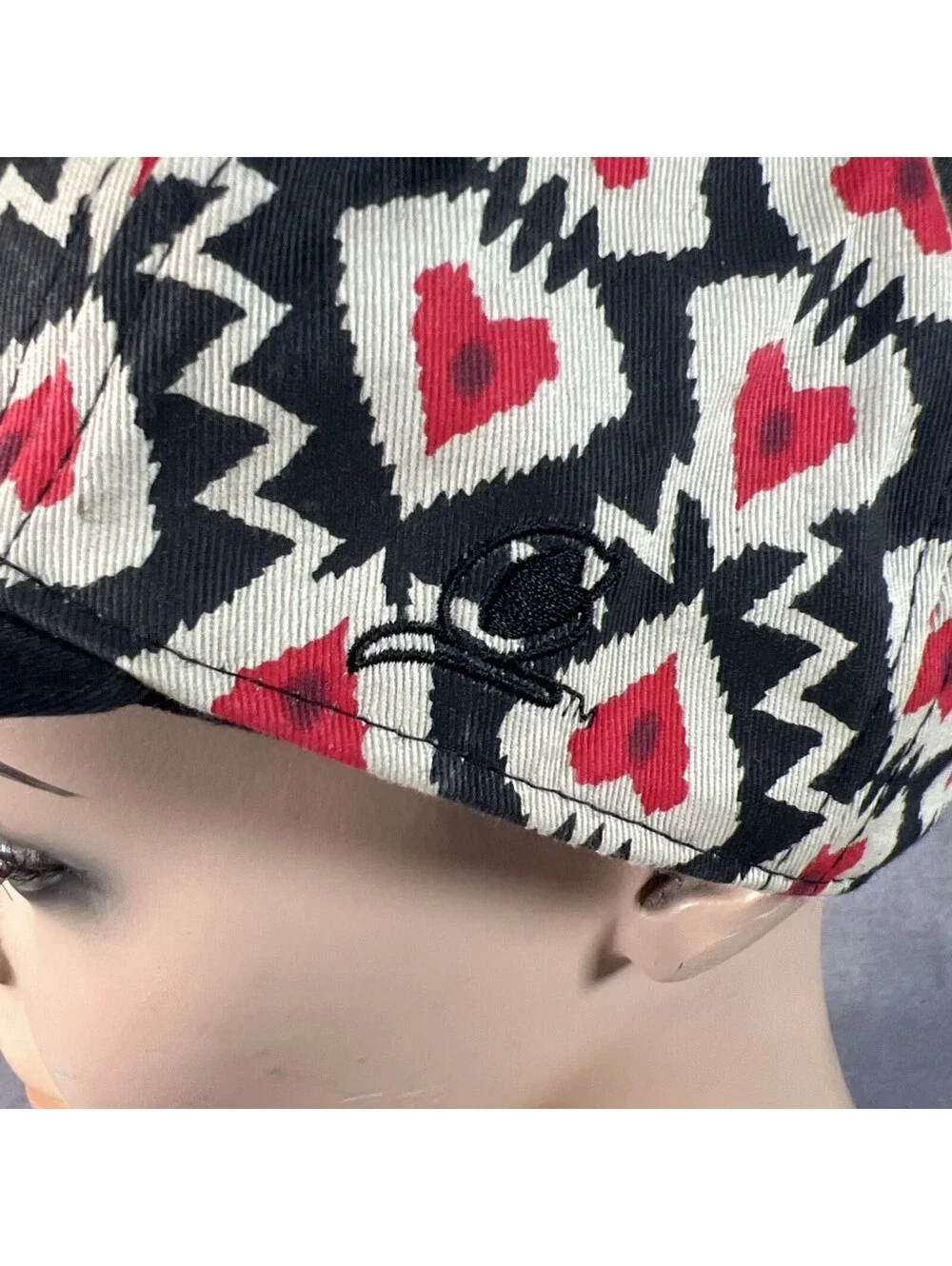 Chuck Originals Baseball Cap With Black, Cream & Red  Love Heart Design 1032-1O